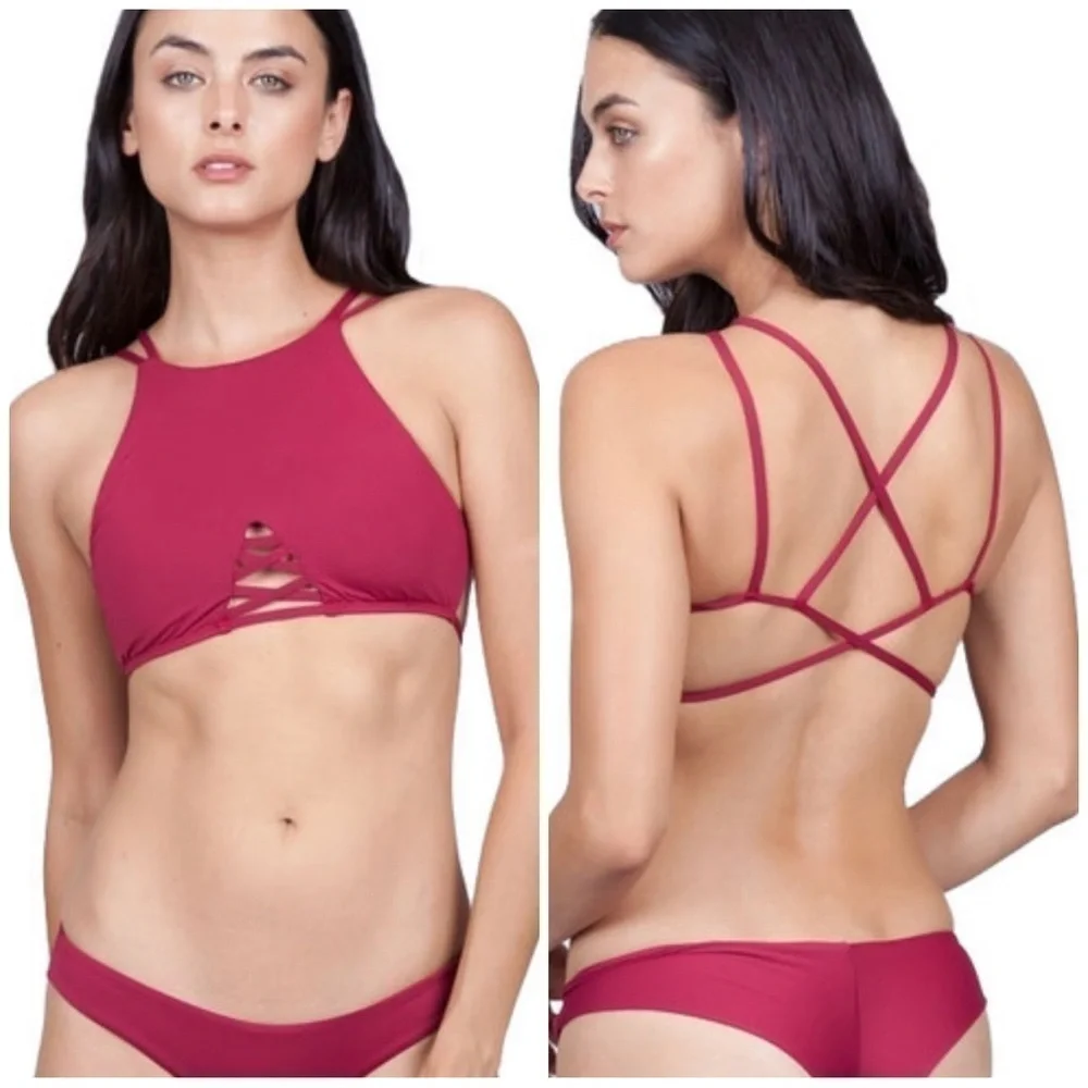 Frankies Bikinis x Revolve New Marley Bikini Top & Shiloh Bikini Bottom Maroon